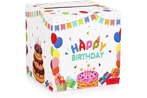 Fowecelt Happy Birthday Card Box White Favors Post Box Cardboard Card Receiving Money Box for Birthday Party Reception Table Centerpiece Decor