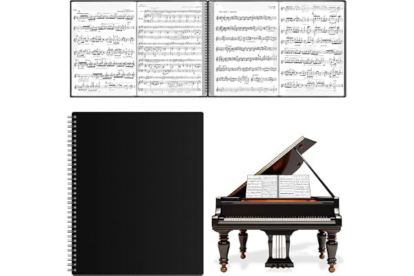 Irich A4 4 Pages Expandable Music Folder, 15 Compartments/60 Pages Music Folder for Sheet Music Black, Music Sheet Choir Folder for Musical Scores, Paper, Artworks, Paintings, Files