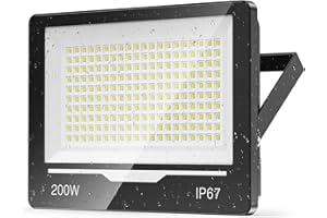 TOPAUBUB Fari Faretto LED da Esterno 200W 1 Pezzi - 20000LM 6500K Luce Fredda Faro Faretti LED Esterno IP67 Impermeabile per Giardino, Patio, Terrazza, Garage