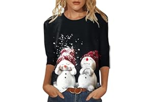 ‎BRISKORRY Weihnachtsshirt Damen Langarm Lustig,Rundhals Sweatshirt T-Shirt Weihnachtsmotiv Oberteile Bedruckte Hemd Bluse Tunika Tops Lang Pullover Langarmshirts Bluse Tshirts Weihnachtsbluse