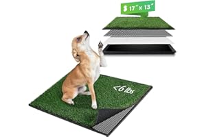 MEEXPAWS Tapis Chien Pipi - Toilettes pour Chien avec Bac à Litière en Gazon Artificiel | Plateau de Pot pour Petit Chien | 43 × 33 cm | 2 × Coussinets de Gazon Artificiel Robuste