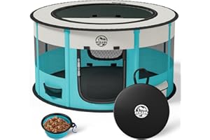 BEBANG Welpen Hundelaufställe Tierlaufstall Faltbar für Kleintiere Hunde, Hundebox Cat Crate Haustiereinschluss Zwinger Playpens mit Tragetasche Zusammenklappbare Schüssel