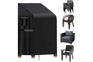 WANOCEAN Garden Stacking Chair Covers, 420D Oxford Waterproof Outdoor Chair Cover Up to 6 Chairs, Windproof Stacking Chair Covers Suitable for High Chair Seat Armchairs (65 X 65 X 80/120 cm)