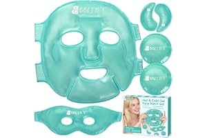 BBLTIFF Antifaz Gel Frio y Mascara Gel Frio Cara, con 4x Parches de Ojos para Bolsas y Ojeras, Mascara para Ojos Reutilizable para Aliviar La Hinchazón Ocular, El Cansancio y Las Migrañas (6 Piezas)