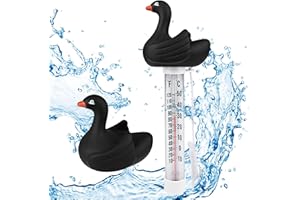 PYNTOP Pool Thermometer Easy to Read, Water Temperature Thermometer for Pools and Spas, Floating Swimming Pool Thermometer with String (Black Swan)