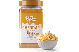 ‎EASY YUMMY EASY YUMMY Cheddar-Käse Popcorn-Gewürz 300 g – 100% Cheddar-Käse-Pulver zum Verfeinern von Popcorn & Snacks – pikanter Geschmack wie im Kino – Streukäse aus echtem Cheddar in praktischer 300 g Dose