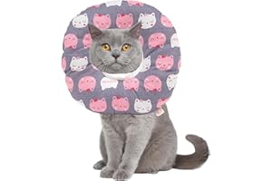 Ducomi Molly Collare Recupero Gatto – Collarino Elisabettiano Protettivo e Regolabile Cane - Protegge Senza Fastidio o Limitare i Movimenti, Guarigione Intervento Chirurgico e Ferite (M, Meow)