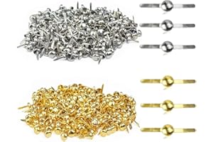 JieGuanG Mini Brads, 200 Pièces Attaches Parisiennes, Scrapbooking à Tête Ronde pour Projets de Bricolage Craft (Or, Argent)