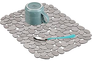 INTERDESIGN iDesign 60663 Pebblz Dish Mat, Large Plastic Sink Protector, Draining Board Mat, Graphite