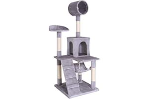 lionto Árbol rascador para Gatos Altura 133 cm, Gris Claro