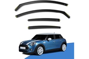 EdgeVisors Wind Deflectors | Fits: MINI COOPER ONE F55 MK3 (2014-2023) 5 Door Hatchback 4pc Set | In-Channel Rain Guards for Wind, Rain & Sun Protection, Easy Installation - Tinted