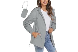 iWoo Womens Waterproof Jackets Lightweight Raincoat Rain Jacket Packaway Rain Coats With Hoodie