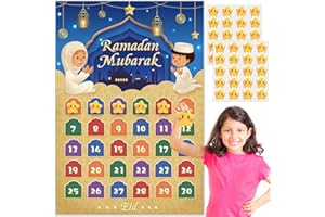 ‎AHFULIFE AhfuLife Ramadan Kalender, 2025 Ramadan Adventskalender für Kinder, Eid Mubarak Countdown Kalender mit 30 Sterne Aufkleber für Ramadan Mubarak Geschenk Zuhause Eid Party Dekoration