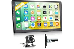CAMECHO Android 10.0 Autoradio 1 Din/2 Din GPS 10 Pollici Autoradio Touchscreen Bluetooth Navigatore WIFI Ricevitore FM/RDS Collegamento a specchio Dual USB + Telecamera posteriore