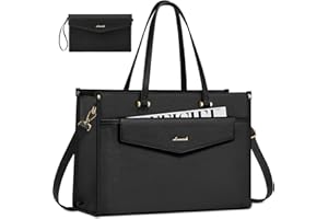 LOVEVOOK Sac Cabas Femme pour Ordinateur Portable, Imperméable PU Cuir Sac a Main pour Les Cours Lycee, Grand Sac Ordinateur Sac Bandoulieres Femme pour Affaires Travail Voyage