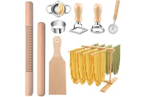 TEL CHARME * Manuelle Nudelmaschine, Werkzeugset für die Nudelherstellung, Nudeltrockengestell, Nudelwalze, Gnocchi-Brett, hölzerner Nudelschneider, Ravioli Schneider, Nudelstempelschneider