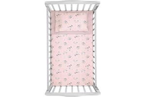 HERMET Minnie Mouse, Set Lenzuola Culla, 100% Cotone, Completo Letto Baby, Disney Topolina, Lenzuolo da Sopra, Lenzuolo con Angolo, Federa, Rosa