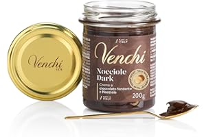 Venchi - Crema para Untar de Chocolate Negro y Avellanas del Piamonte IGP, 200 g - Sin Gluten - Vegano