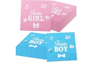 XJLANTTE 100Pcs Gender Reveal Napkins, 13 x 13 Inches Boy or Girl Baby Shower Napkin, Team Boy or Girl Napkins, Blue Pink Party Napkin for Baby Shower Gender Reveal Party Supplies