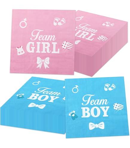 Servietten 'Baby-Shower-Party Boy Or Girl?' – 40 Stück, Rosa, Blau & Gold, Für Geschlechtsneutrale Baby-Partys