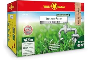 WOLF GARTEN WOLF-Garten Trocken-Rasen PREMIUM L-TP 100 (für 100 m², hohe Dichte mit ca. 70.000 Trieben/m2, sehr gute Hitze- und Trockenverträglichkeit, widerstandsfähig gegen Frost, 3 kg Faltschachtel) 3824641