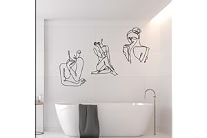 Jiusely 3 Pieces Metal Wall Art Decor, Black Minimalist Abstract Woman Wall Art, Modern Female Line Drawing Wall Art for Bedroom Office Living Room Studio Wall Decorations