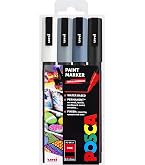 Uni-Ball Posca PC-5M Pittura Pennarello Arte Penne - Nero,Bianco,Grigio