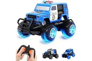 Pup Go Macchina Polizia Telecomandata Bambini 3-8 Anni, Mini Auto RC Giocattolo, Truck Fuoristrada Radiocomandata Elettrica, Regalo Natale Compleanno Bambino, Giochi 3 4 5 Anni Blu