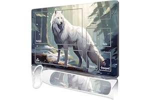Nkddert MTG Playmat, Playmats for MTG TCG 24" x 14" Stitched Edges Play Mat with Free Storage Bag for Cards Game Play Waterproof Battle Board Game Wolf MTG Playmat with Zones