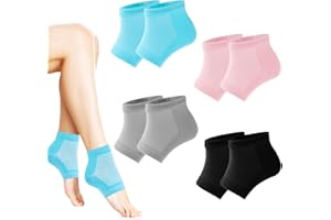 CARPLUSSTUDIO 4 Pairs Moisturizing-Cracked-Ventilate Moisturizing Gel Heel Socks - Open Toe Design for Cracked Heel Repair and Foot Care Treatment Overnight - Soft Cotton Silicone Blend Multicolor