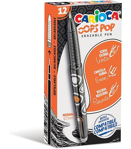 CARIOCA Oops Erasable Pens Reusable Erasable Pens For School, College And Office With Built-in Rubber And Ergonomic Handle, 12 Pack Blue Pens - View #8
