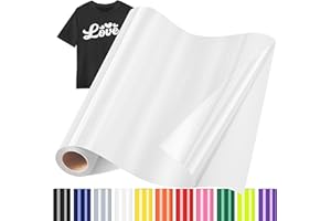 Sgooyir Rouleau Vinyle thermocollant Blanc pour Tissu, 30.5 x 183 cm Flex Thermocollant pour Tissu, T-Shirts, Sacs, Casquettes, Halloween, Noël