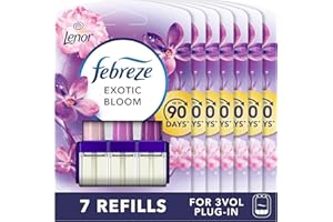 Febreze 3Volution Plug-In Air Freshener Refill, Exotic Bloom, Pack of 7 (20ML x 7), Odour Fighter & Bathroom Freshener