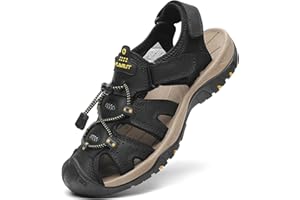 FLARUT Homme Sandales de Randonnée Orteil Fermé Crochet&Boucle De Plein air Randonnée Cuir Chaussures
