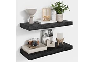 ‎FEIHORRM Feihorrm Wandregal Schwarz, Schweberegal 2er Set, Regal 40 cm Breit, Wandboard 16.5 cm Tief, Regal aus MDF Holz, für Badezimmer, Schlafzimmer, Küche, Wohnzimmer, Schwarz, 40 x 16.5 x 3.1 cm