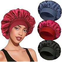 4 Cuffie Di Seta Per Capelli Ricci | Berretto Da Notte Morbido | Protezione Anti-Groviglio | Set Multicolore - Foto 4