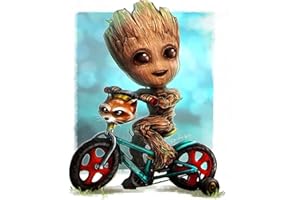 Meecaa Malen nach Zahlen - Groot Bike Cartoon Kit für Erwachsene Anfänger DIY Ölgemälde 40,6 x 50,8 cm (Groot, kein Rahmen)