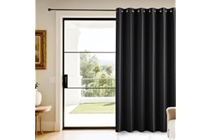 KGORGE Schwarze Türvorhang Kälteschutz Wohnzimmer Modern Gardinen Blickdicht Verdunkelungsvorhang Ösen Extra Breite Vorhänge 200cm Breit Blackout Curtains, 1 Stück H 240 x B 200 cm