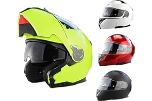 3GO Flip Up Motorcycle Helmet E335 Motorbike Adventure Riding ECE ACU Gold Approved Touring Flip Front Helmets with Dual Visor Vented Noise Reducing Lining