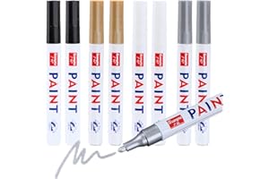 Sxutop 8 Pezzi Pennarello Pneumatici Auto Pennarello Vernice Indelebile Penna per Pneumatici pennarello Permanente Bianco Impermeabile per Auto Moto Legno Metallo, Pennino Spesso (4 Colori)