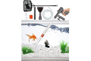 QZQ Aquarium Gravel Cleaner [2024 Edition] Vacuum Fish Tank Vacuum Cleaner Tools for Aquarium Water Changer with Aquarium Thermometers Fish Net kit Use for Fish Tank Cleaning Gravel and Sand
