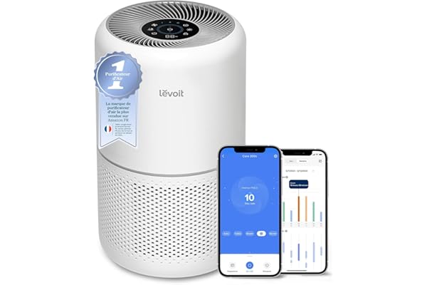 LEVOIT Purificateur d'Air HEPA Intelligent contre Allergie Pollen & Graminée, Purifier jusqu'à 50㎡, Surveille La Qualité de l'Air, Contrôle par App Alexa, 22dB Silencieux, Core 300S