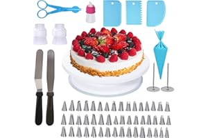 Uten Kit de Pâtisserie, 62pcs Fournitures de DéCoration de GâTeaux avec Plateau Tournant, Poche à Douille, Embouts de Passepoil, Outils de Cuisson, Fournitures de Pâtisserie pour Débutants
