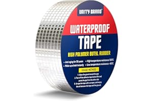 UB Unity Brand Super Strong Adhesive Waterproof tape Permanent Repair Roof Water Leakage Solution Rubber Foil Suitable for Roof Leak, surface Crack, Window Sill Gap, Boat Sealing, Tank Leak (5CM*5M)
