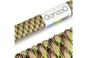 ‎GANZOO Ganzoo Paracord 550 Seil, Nylon-Polyester, 4mm, Typ 3, 30 Meter, 7 Kernstränge, Outdoor-Schnur, Allzweck-Seil, Hundehalsband, Hundeleine, Armband knüpfen, Camping, Survival