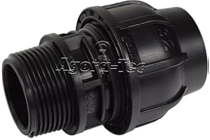 Agora-Tec PE – Fitting acoplamiento 32 mm x 1 1/4 pulgadas Ag (41,9 mm) para tubos de PE de 32 mm negro