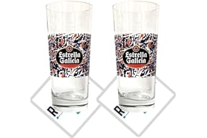 ROXLEYLTD Roxley Estrella Garcia Lager - Vaso de cerveza (2 unidades, incluye 2 tapetes)
