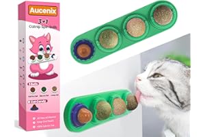 Aucenix Katzenminze Ball, 4 Stück Natürliche Spielzeug für Katzen Lecken, Drehbare Zahnreinigung Dental , für Kätzchen (Grün)