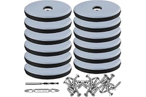 TXErfolg Lot de 12 Patins en téflon à Visser Diamètre : 50 mm Ronds Noirs avec 12 vis en Acier Inoxydable et 2 forets Protection Efficace de Vos Meubles chaises sols