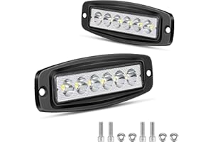 Fxlpower 2 Pièces 18W Feu de Recul 12V 24V Phare de Travail Led, IP67 Spot Barre led pour Voiture, 4x4, SUV, Camions, Camionnettes, Tracteurs, Pelles mécaniques, Moto